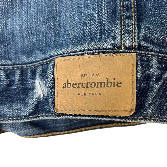Abercrombie & Fitch Girls Denim Trucker Jacket Youth Large Blue Medium Wash - Picture 11 of 15